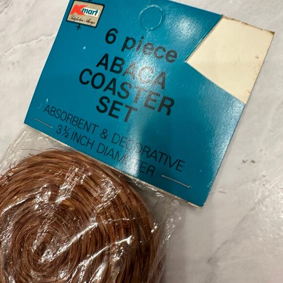 Vintage Kmart New Abaca Coasters 6 pc set absorbent decorative 3.5” diameter - Picture 4 of 5